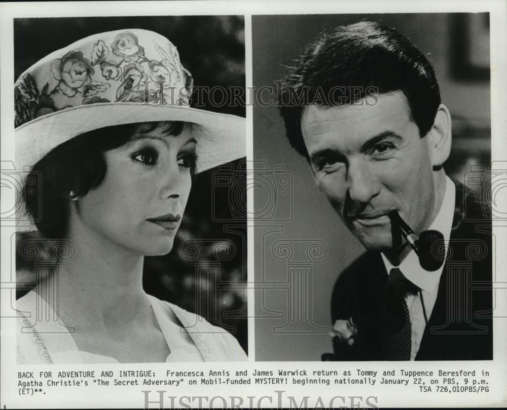 1987 Press Photo Actors Francesca Annis, James Warwick star in Secret Adversary. - Historic Images