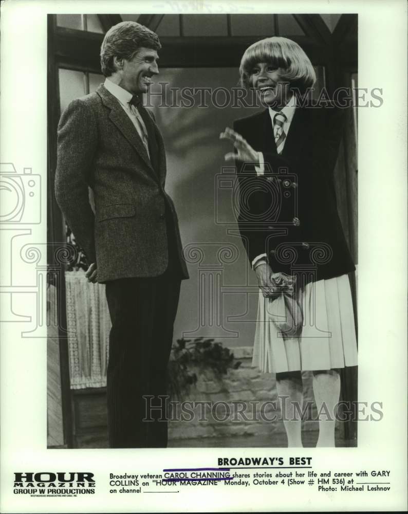 1982 Press Photo Carol Channing &amp; Gary Collins on &quot;Hour Magazine&quot; - Historic Images