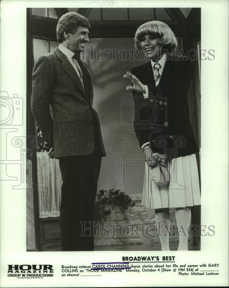 1982 Press Photo Carol Channing & Gary Collins on "Hour Magazine" - Historic Images