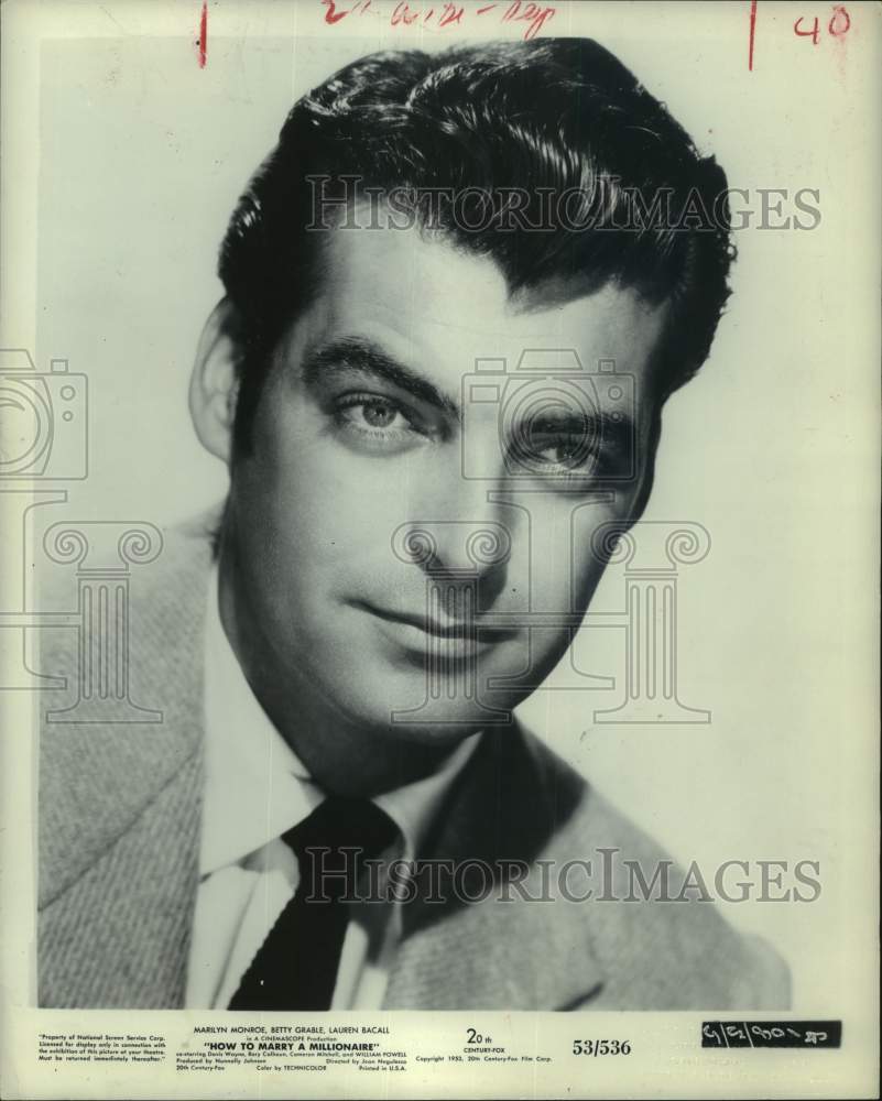 1953 Press Photo Actor Rory Calhoun in "How to Marry a Millionaire" - Historic Images