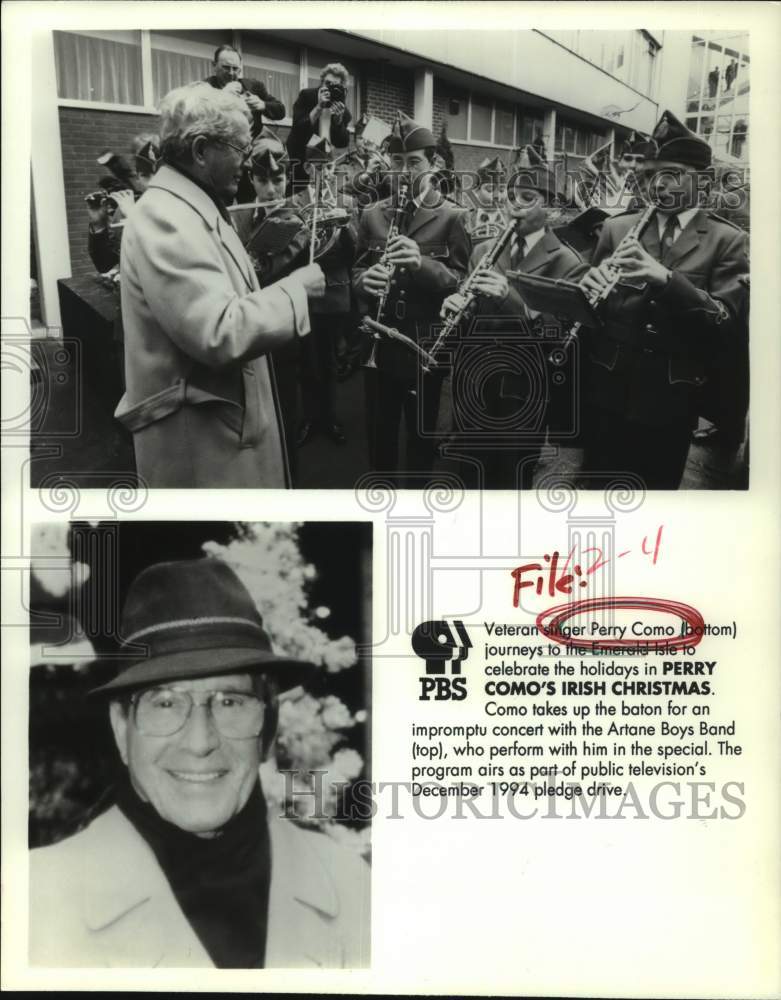 1994 Press Photo Singer Perry Como in &quot;Perry Como&#39;s Irish Christmas&quot; special - Historic Images