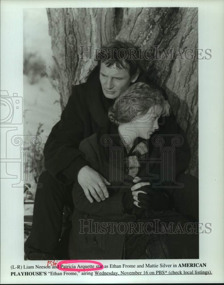 1994 Press Photo Liam Neeson, Patricia Arquette in &quot;Ethan Frome&quot; - Historic Images