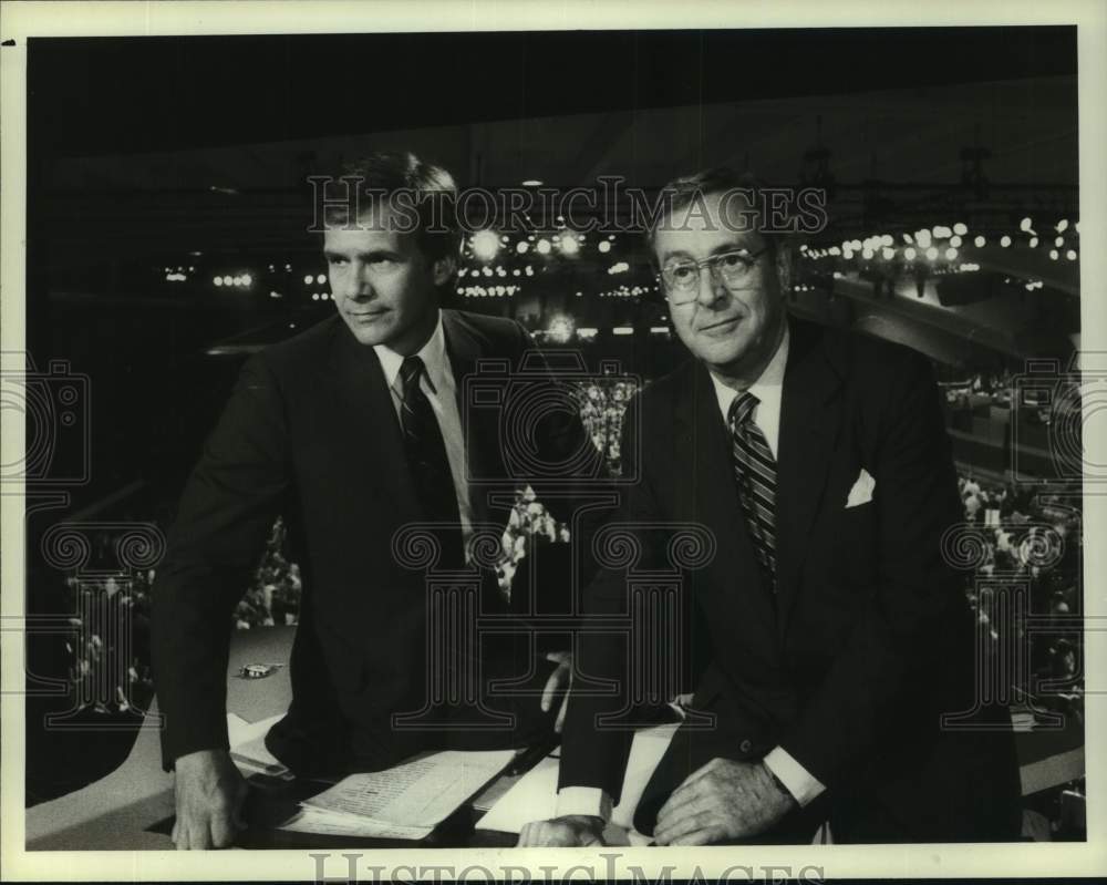 1984 Press Photo NBC News Correspondents Tom Brokaw and John Chancellor - Historic Images