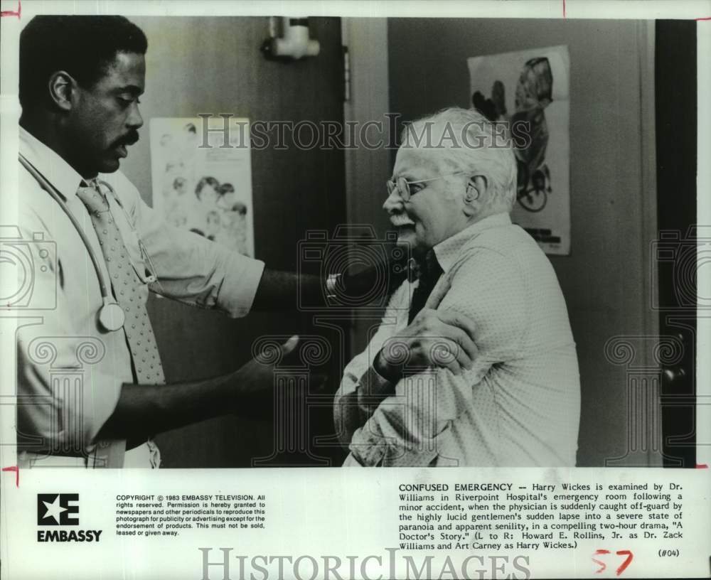 1983 Press Photo Howard E. Rollins Jr., Art Carney in &quot;A Doctor&#39;s Story&quot; - Historic Images