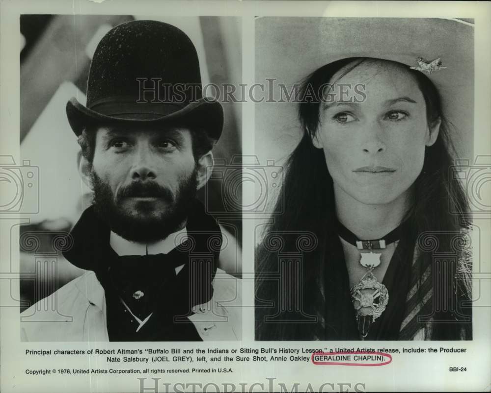 1976 Press Photo Actress Geraldine Chaplin and Joel Grey in &quot;Buffalo Bill&quot; - Historic Images