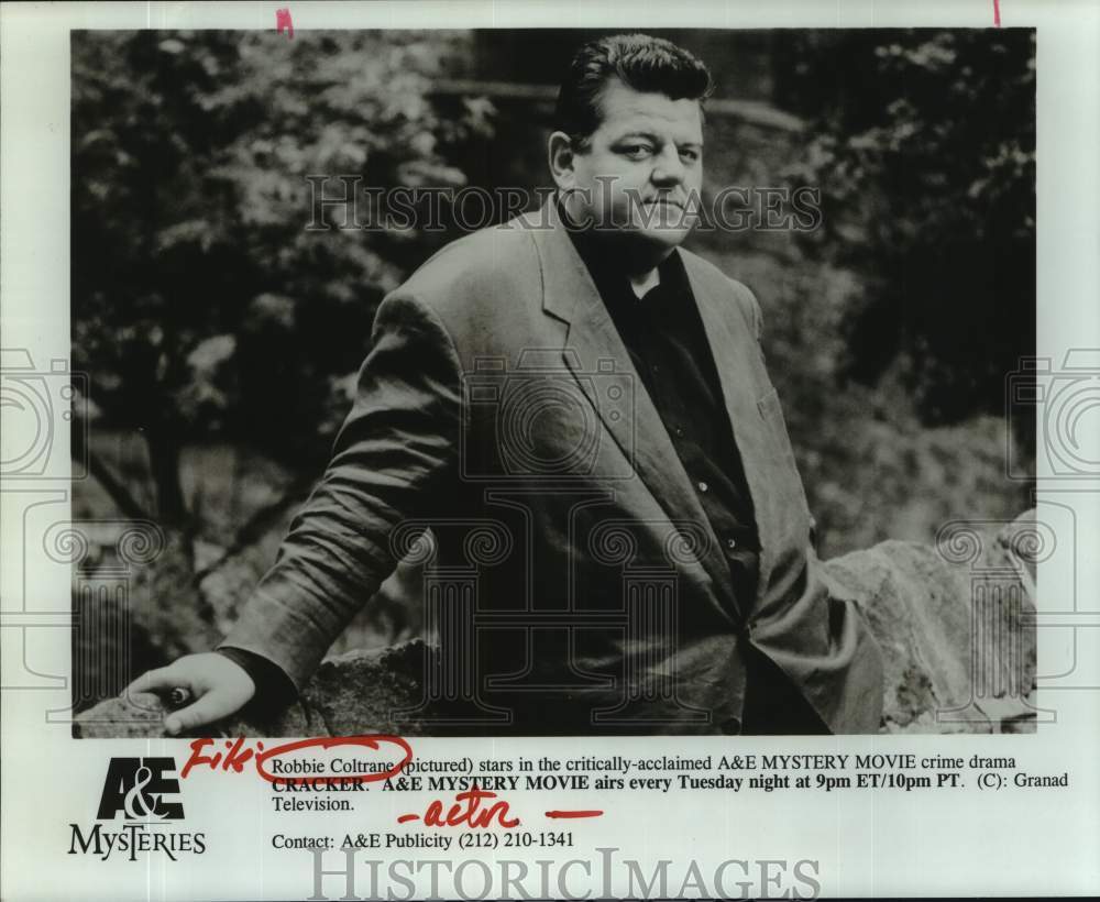 1995 Press Photo Actor Robbie Coltrane in &quot;Cracker&quot; - Historic Images