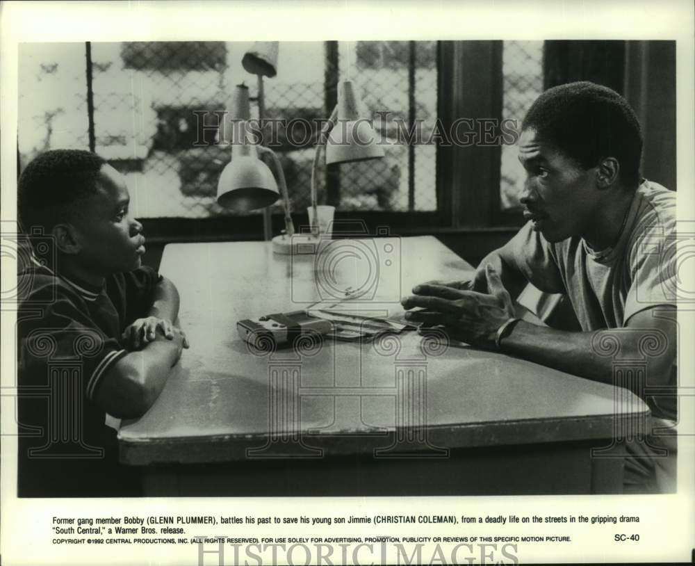 1992 Press Photo Glenn Plummer and Christian Coleman in "South Central" - Historic Images