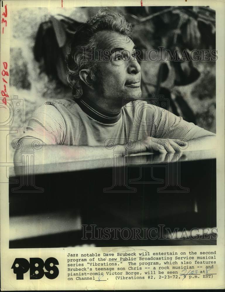 1972 Press Photo Jazz musician Dave Brubeck featured in "Vibrations" series - Historic Images