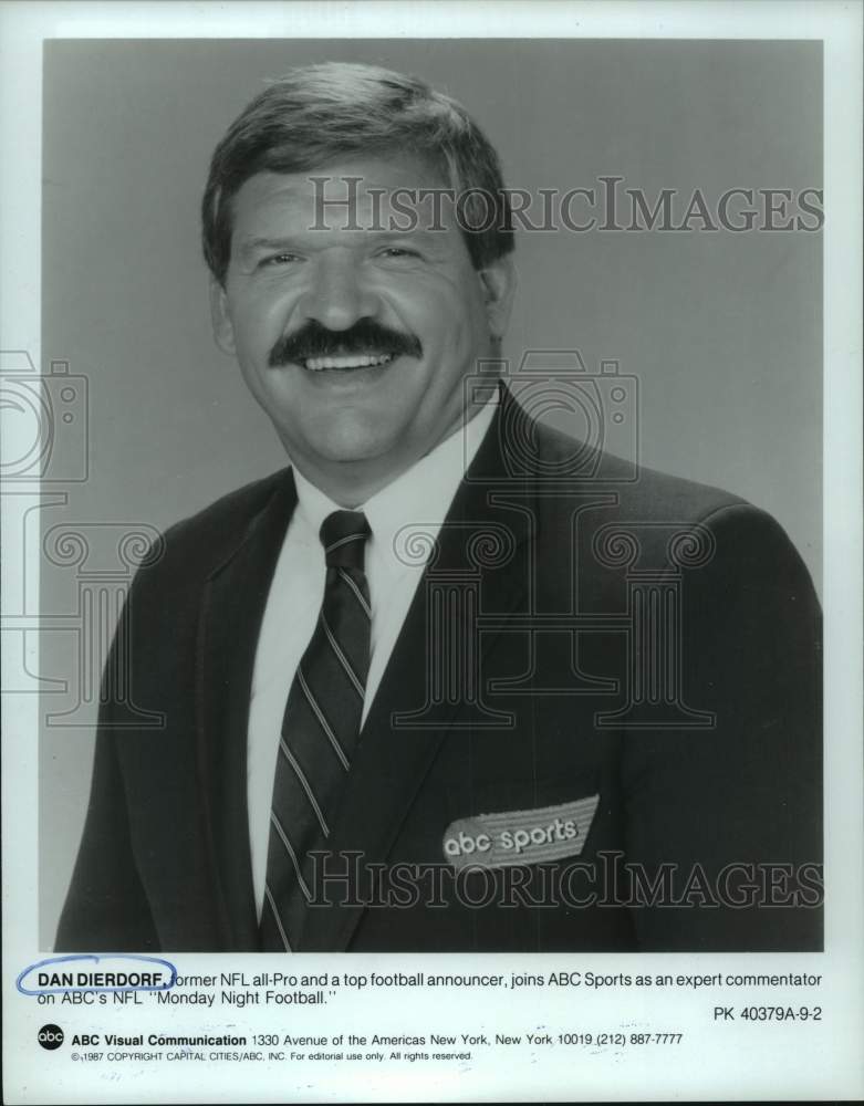 1987 Press Photo Dan Dierdorf, commentator for ABC's "Monday Night Football" - Historic Images