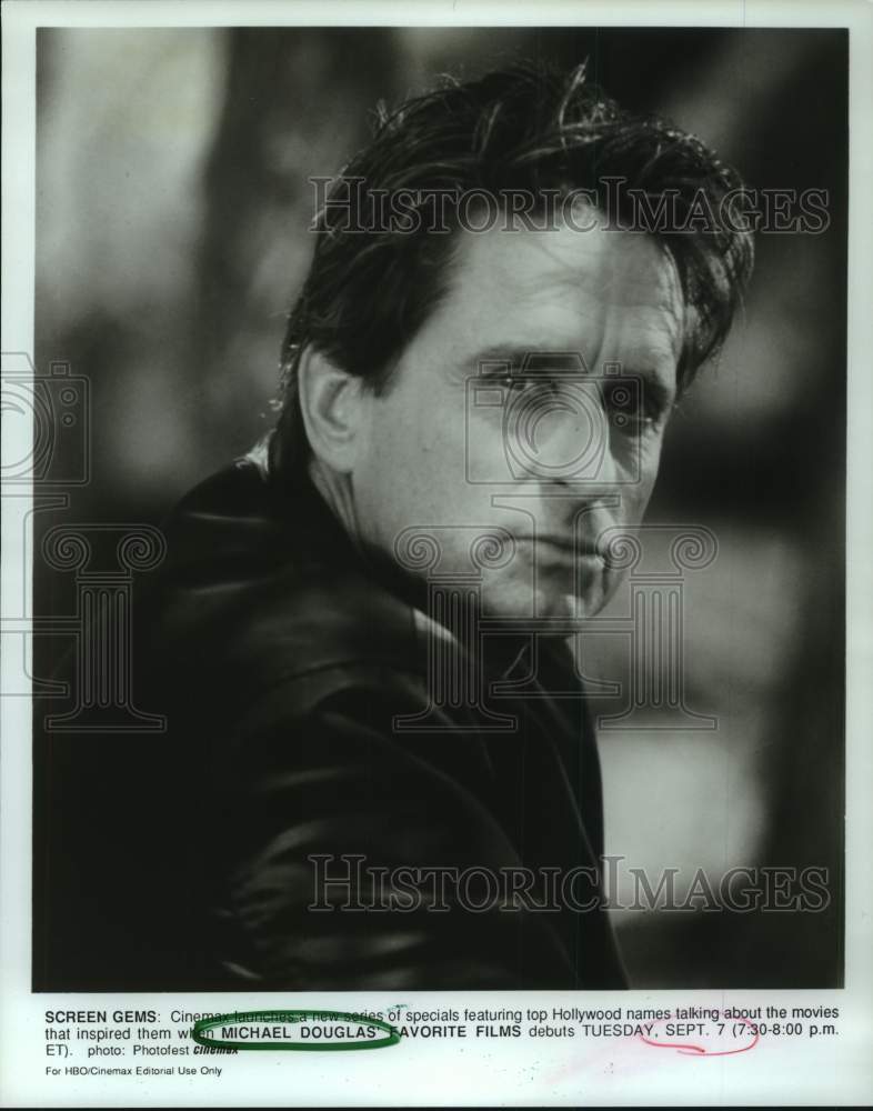 1993 Actor Michael Douglas on &quot;Favorite Films&quot; - Historic Images