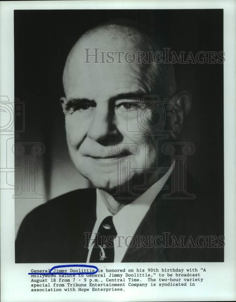 1986 Press Photo General honored in &quot;A Hollywood Salute to Jimmy Doolittle&quot; - Historic Images