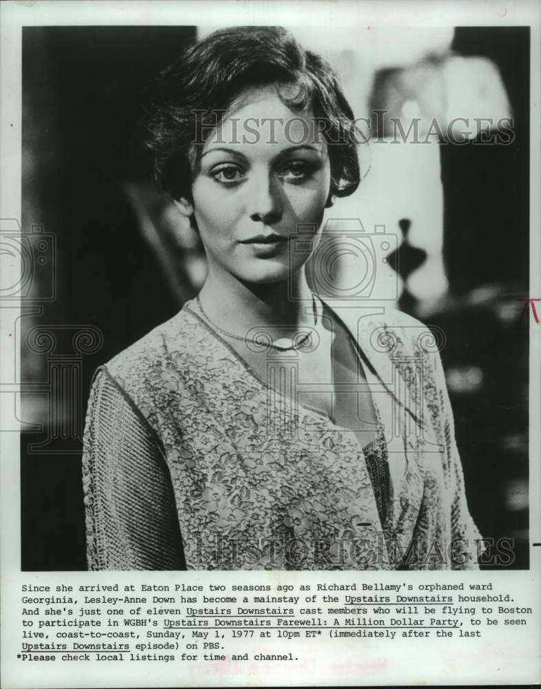 1977 Press Photo Lesley-Anne Down on "Upstairs Downstairs" - Historic Images