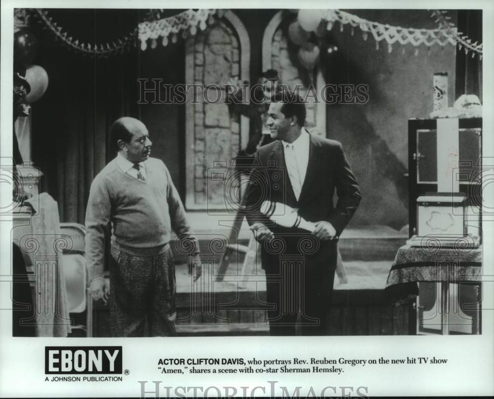1987 Actor Clifton Davis and Sherman Hemsley in "Amen" - Historic Images