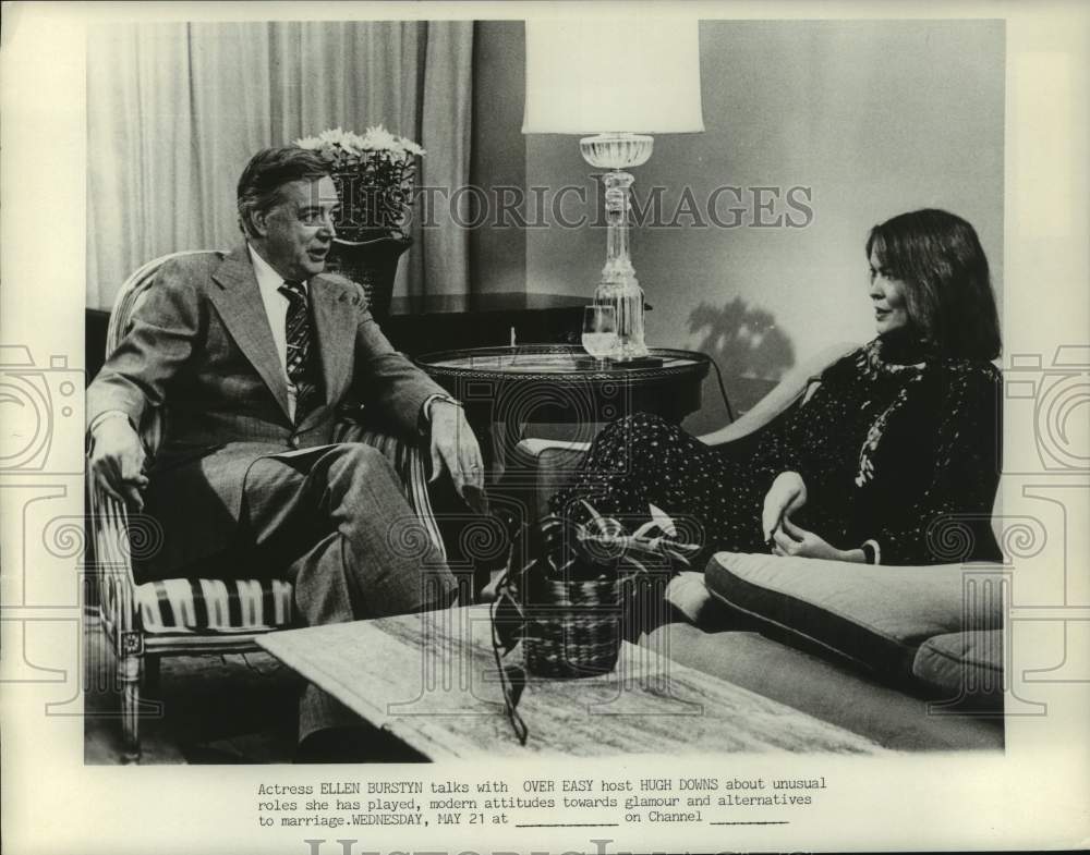 1980 Press Photo Ellen Burstyn and Hugh Downs on "Over Easy" - Historic Images