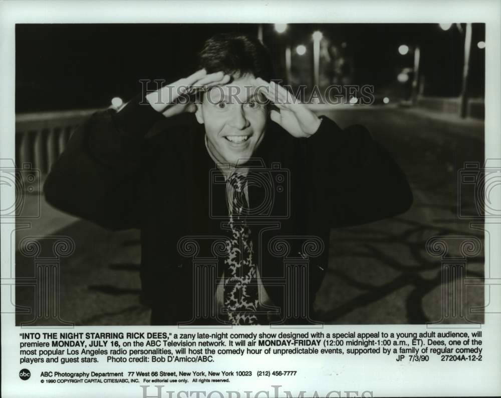 1990 Press Photo &quot;Into the Night Starring Rick Dees,&quot; a zany late-night comedy - Historic Images