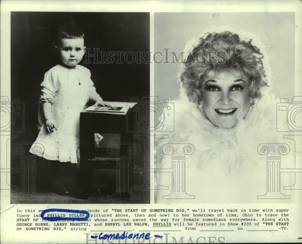 1985 Press Photo "The Start of Something Big: Phyllis Diller" - Historic Images