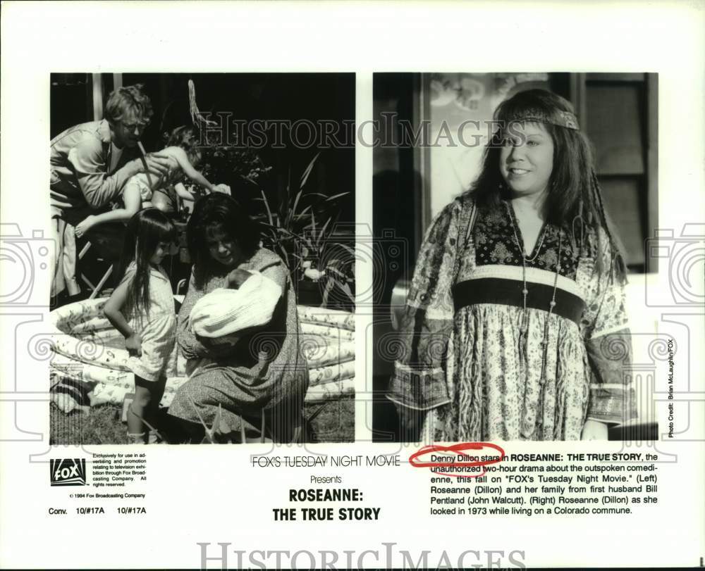 1994 Press Photo Denny Dillon & John Walcutt in "Roseanne: The True Story" - Historic Images