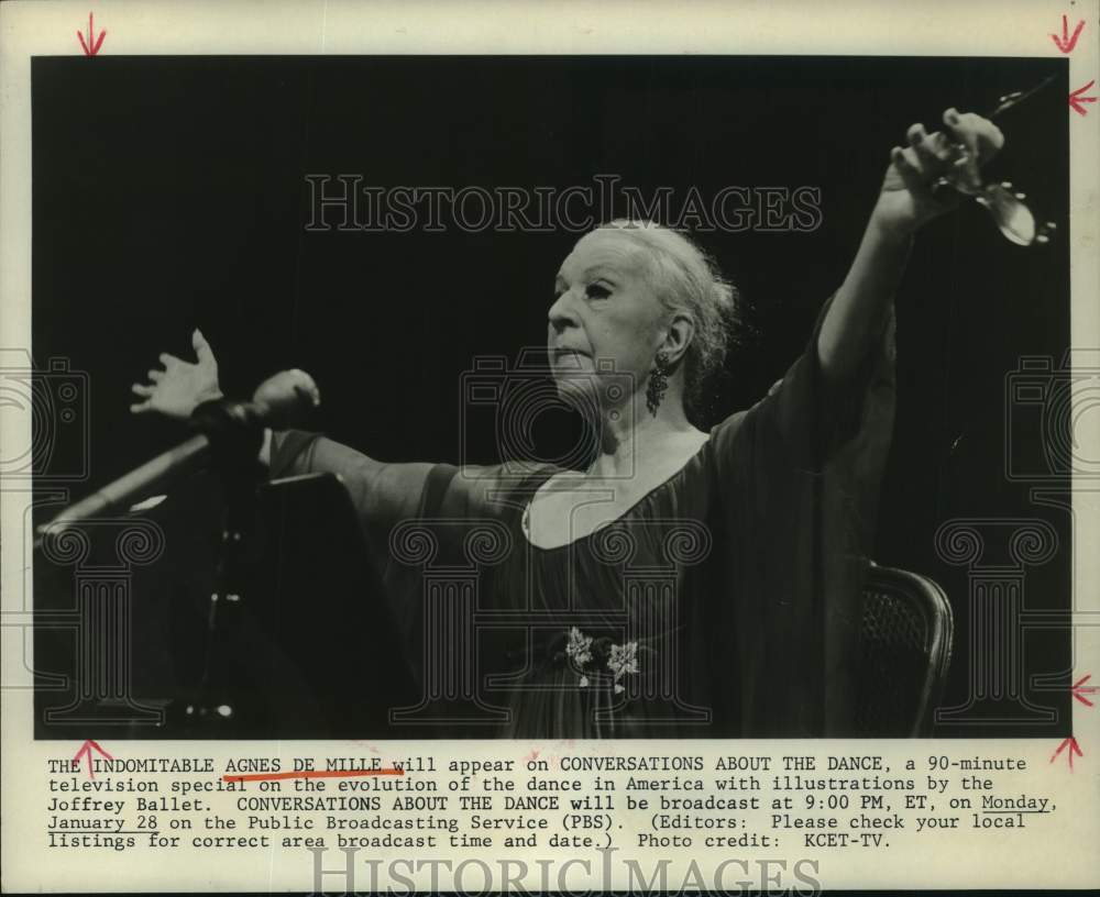 1980 Press Photo Choreographer Agnes De Mille in "Conversations About the Dance" - Historic Images