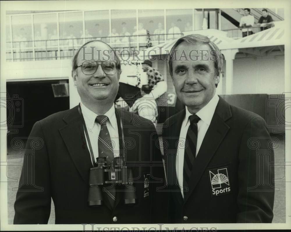 1984 Press Photo NBC Sports Commentators Dick Enberg and Pete Axthelm - Historic Images