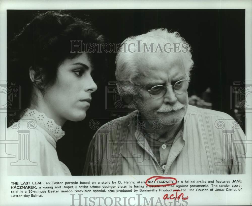 1984 Press Photo Art Carney and Jane Kaczmarek in "The Last Leaf" - Historic Images