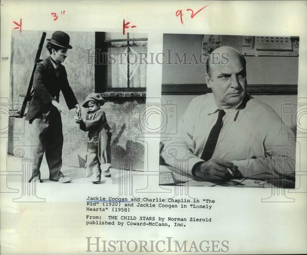 1920 Press Photo Jackie Coogan, Charlie Chaplin in &quot;The Kid&quot; &amp; &quot;Lonely Hearts&quot; - Historic Images