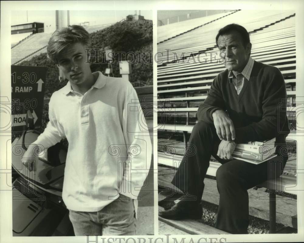 1988 Press Photo Shane Conrad, Robert Conrad on "Glory Days" - Historic Images