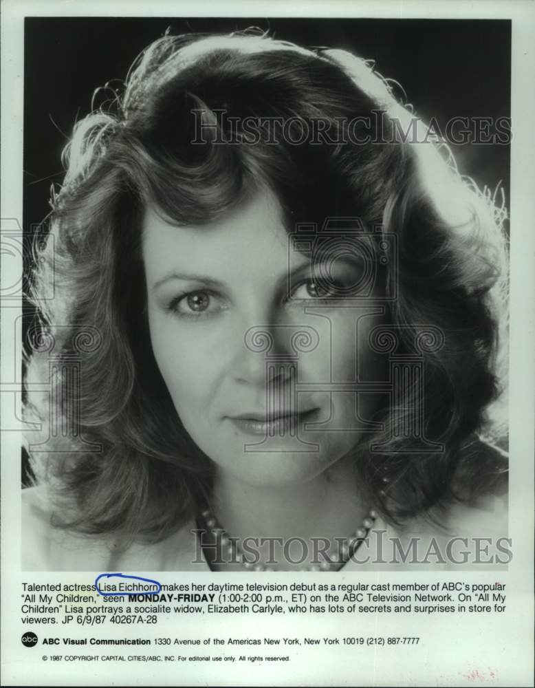 1987 Actress Lisa Eichhorn to Star on "All My Children" on ABC - Historic Images