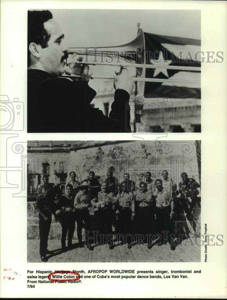 1994 Press Photo Scene with Willie Colon musician and dance band Los Van Van. - Historic Images