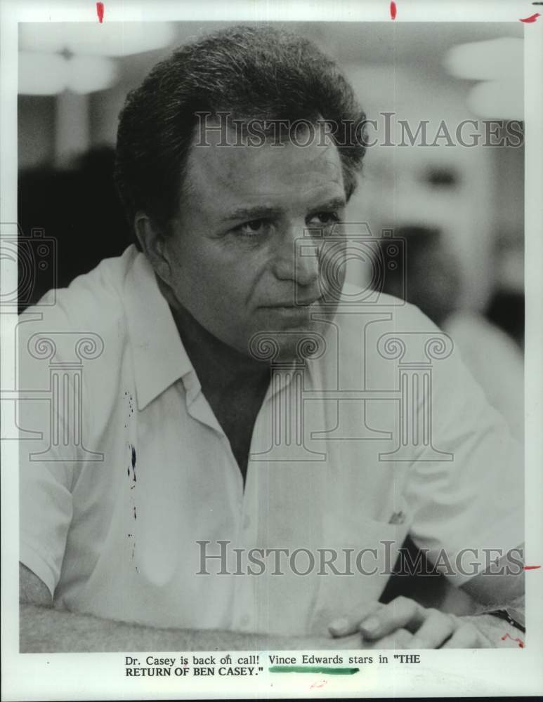 1988 Press Photo Vince Edwards is Back as Dr. Casey in &quot;The Return of Ben Casey&quot; - Historic Images