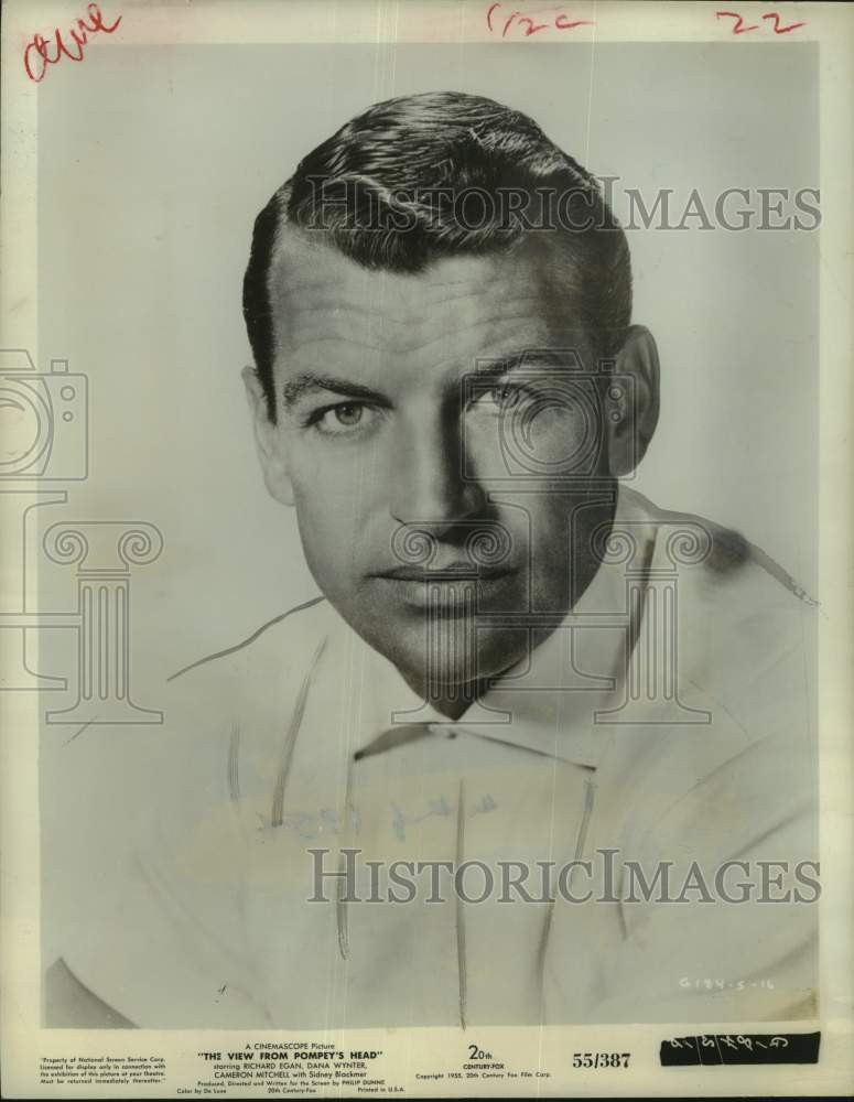 1955 Press Photo Actor Richard Egan in &quot;The View from Pompey&#39;s Head&quot; - Historic Images