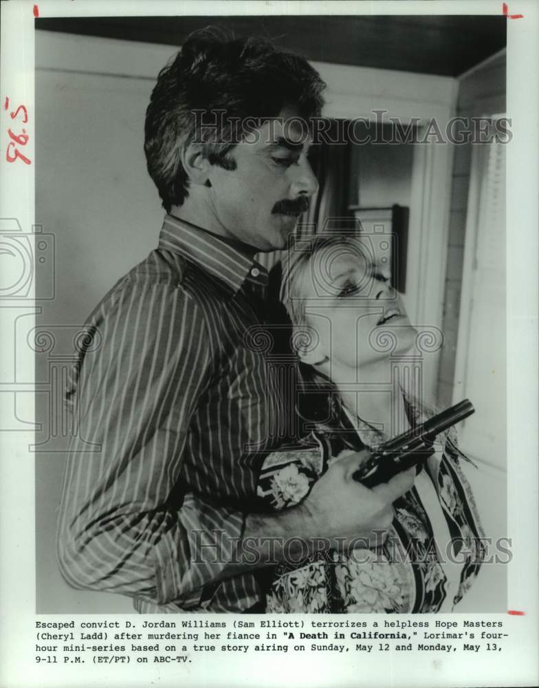 1985 Press Photo Sam Elliott and Cheryl Ladd in "A Death in California" - Historic Images