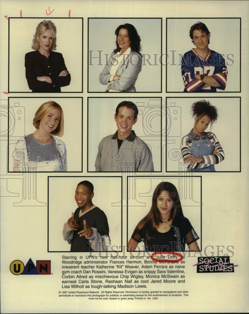 1997 Press Photo Actress Julia Duffy and others in &quot;Social Studies&quot; series - Historic Images