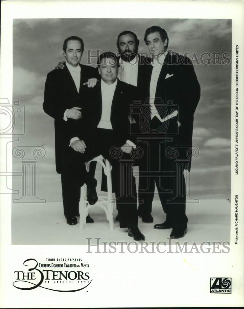 1994 Press Photo Carreras Domingo Pavarotti with Mehta for "The Tenors" Concert - Historic Images