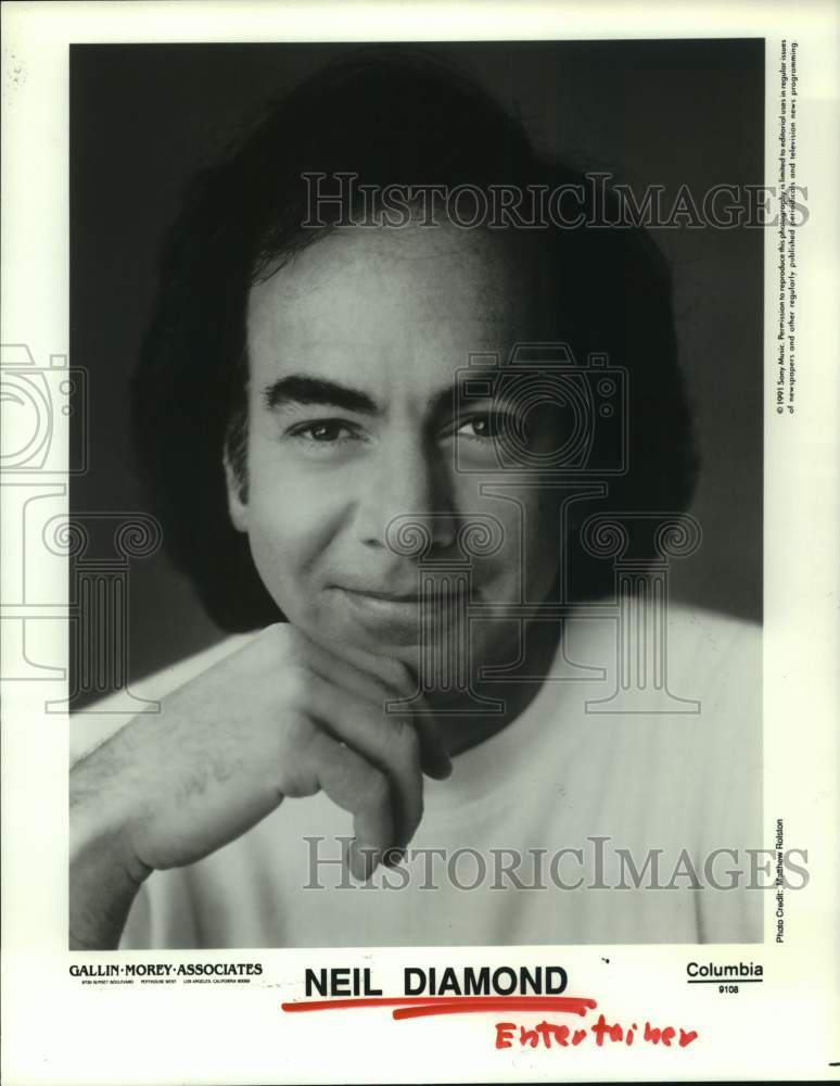 1991 Press Photo Entertainer Neil Diamond - Historic Images