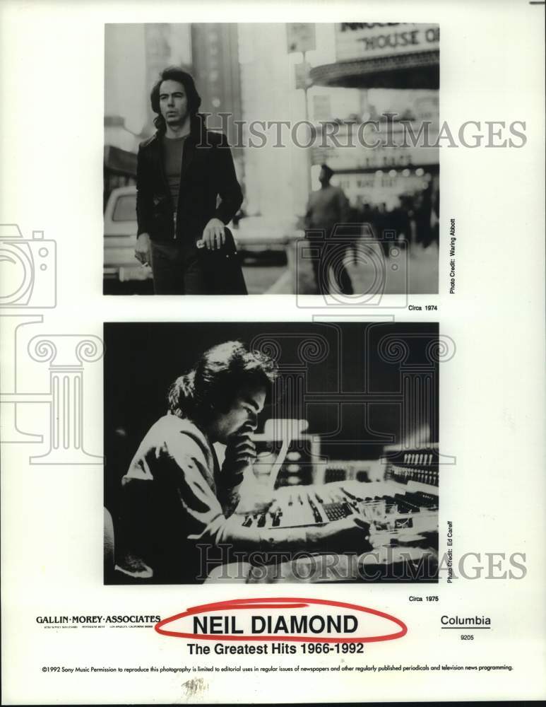 1974 Press Photo Singer Neil Diamond&#39;s &quot;The Greatest Hits 1966-1992)&quot; - Historic Images