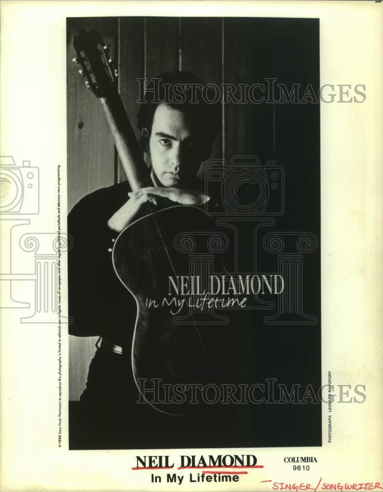 1996 Press Photo Singer/Songwriter Neil Diamond's "In My Lifetime" - Historic Images