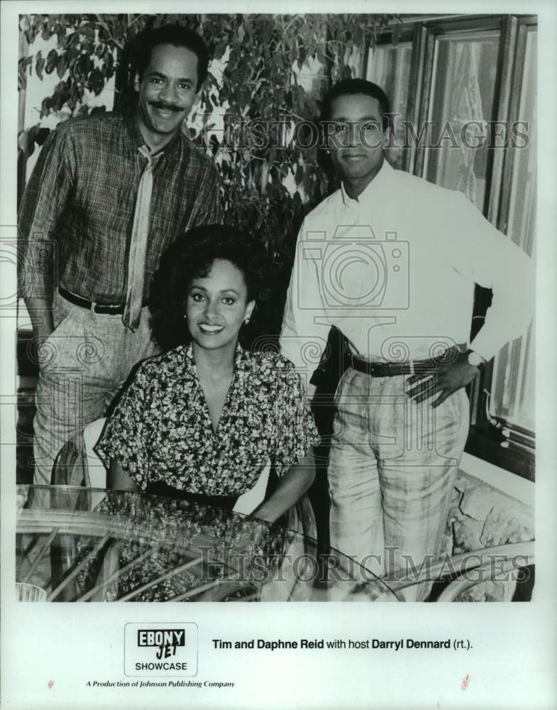 1987 Press Photo Tim and Daphne Reid, Ebony-Jet Showcase Host Darryl Dennard - Historic Images