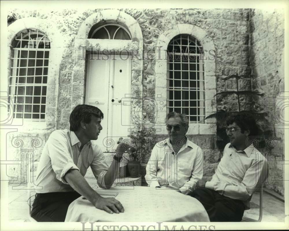 1987 Press Photo Tom Brokaw interviews noted individuals for Jerusalem special - Historic Images