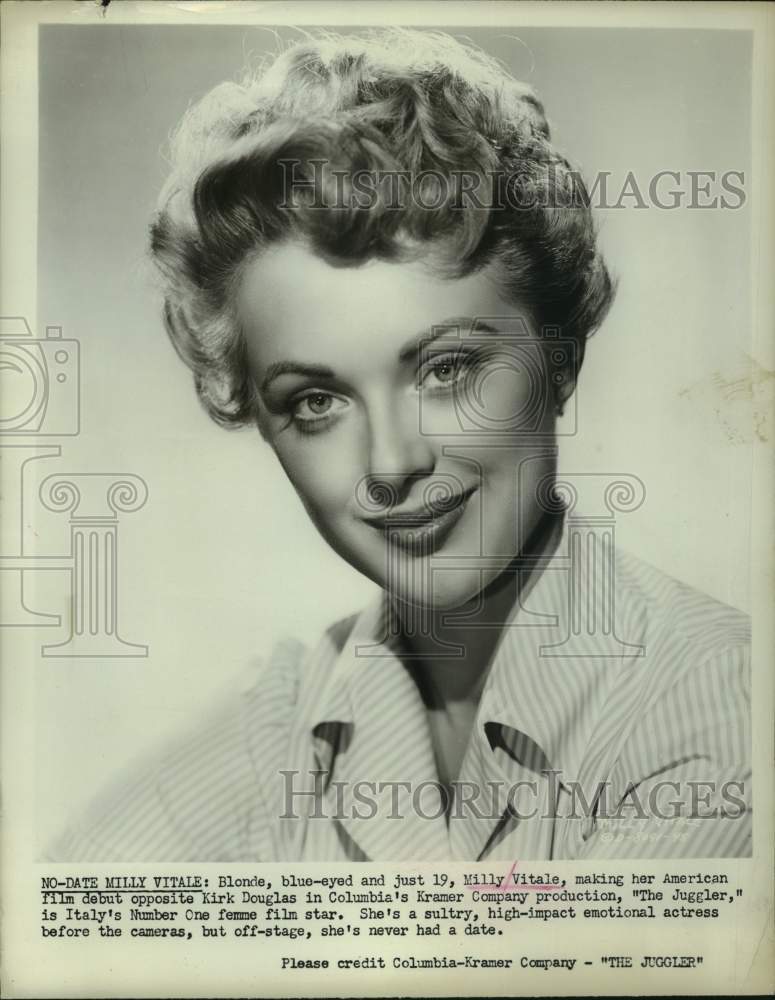 Press Photo Actress Milly Vitale in &quot;The Juggler&quot; - Historic Images