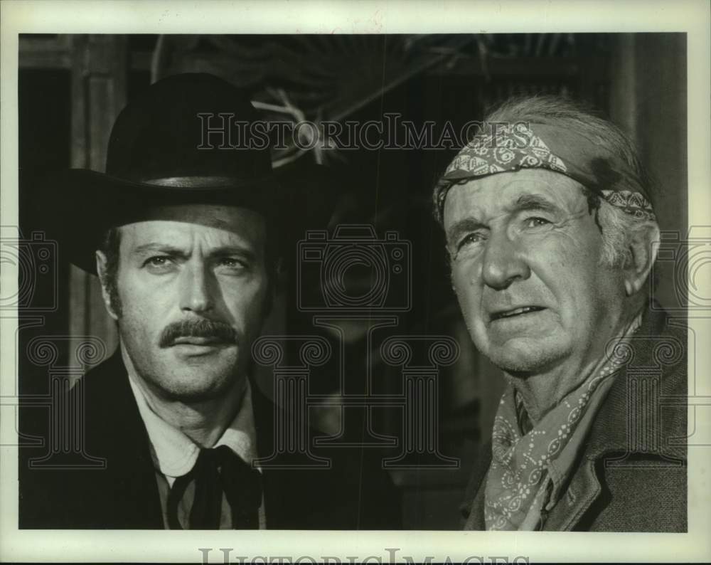 1968 Press Photo Walter Brennan and Jason Evers in "The Guns of Will Sonnett" - Historic Images