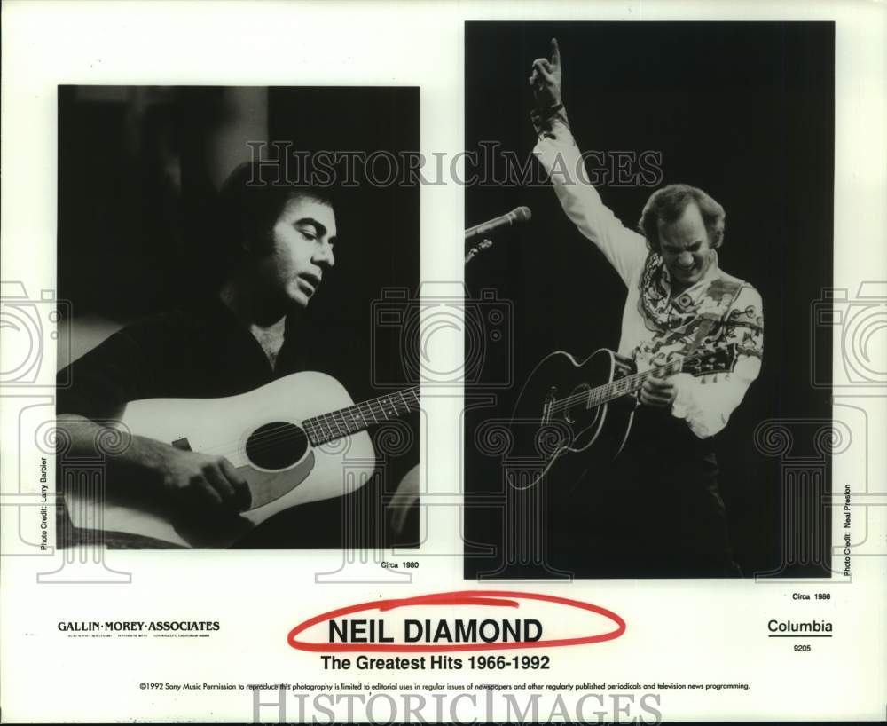1980 Press Photo Neil Diamond's "The Greatest Hits 1966-1992" - Historic Images