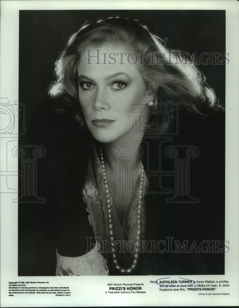 1985 Press Photo Kathleen Turner as Irene Walker in "Prizzi's Honor" - Historic Images