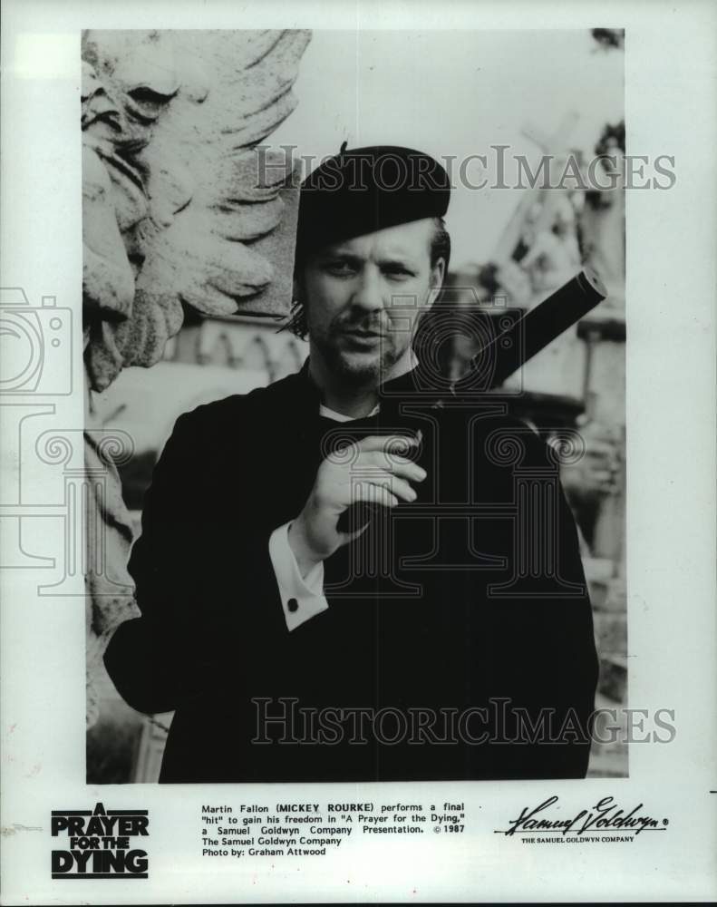 1987 Press Photo Mickey Rourke acts in "A Prayer for the Dying" - Historic Images
