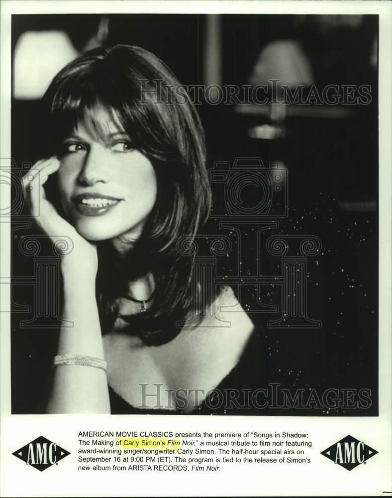 1997 Press Photo Singer and songwriter Carly Simon featured in film noir special - Historic Images