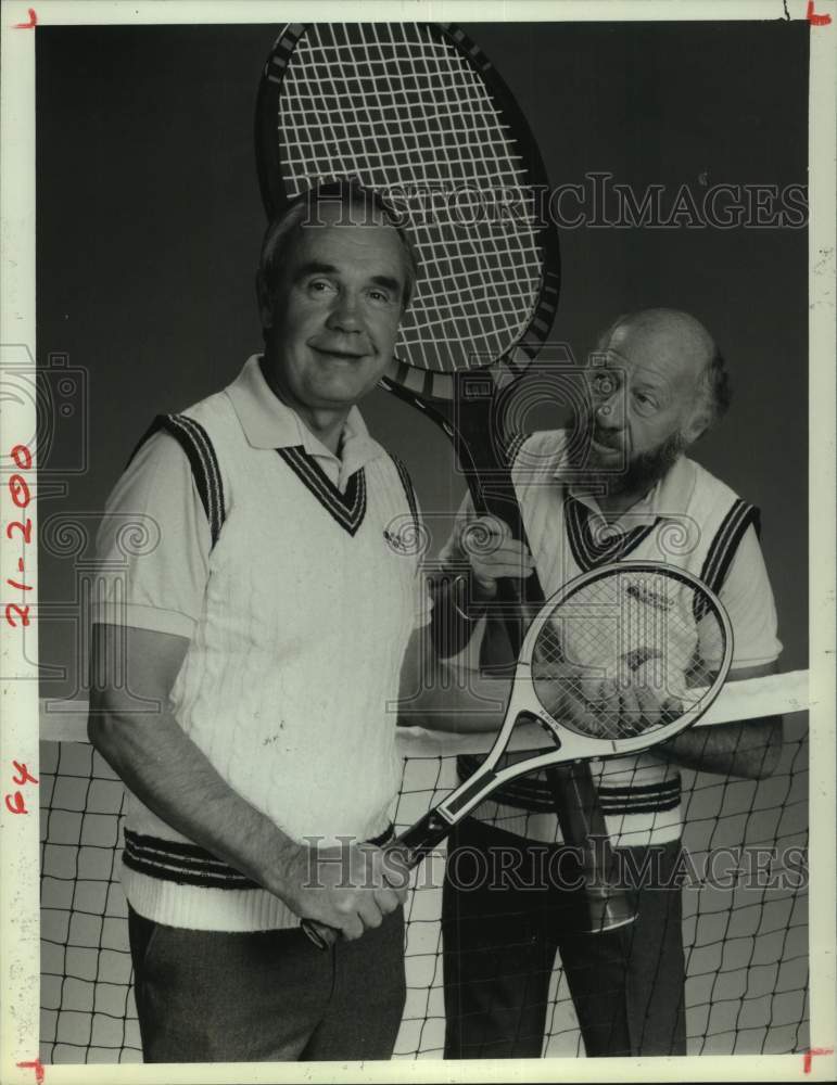 1985 Press Photo NBC Sports Tennis Commentators Dick Enberg, Bud Collins - Historic Images