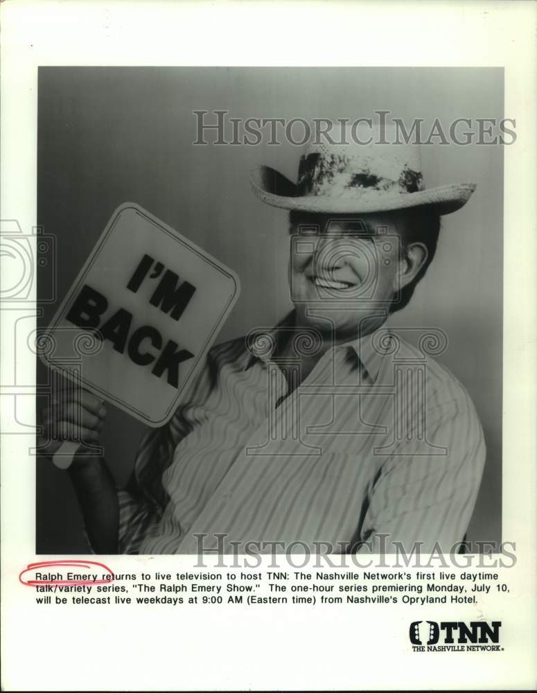 1995 Press Photo &quot;The Ralph Emery Show&quot; Host Ralph Emery - Historic Images