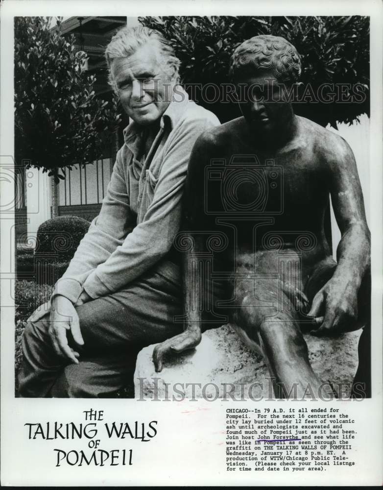 1979 Press Photo Actor John Forsythe in "The Talking Walls of Pompeii" - Historic Images