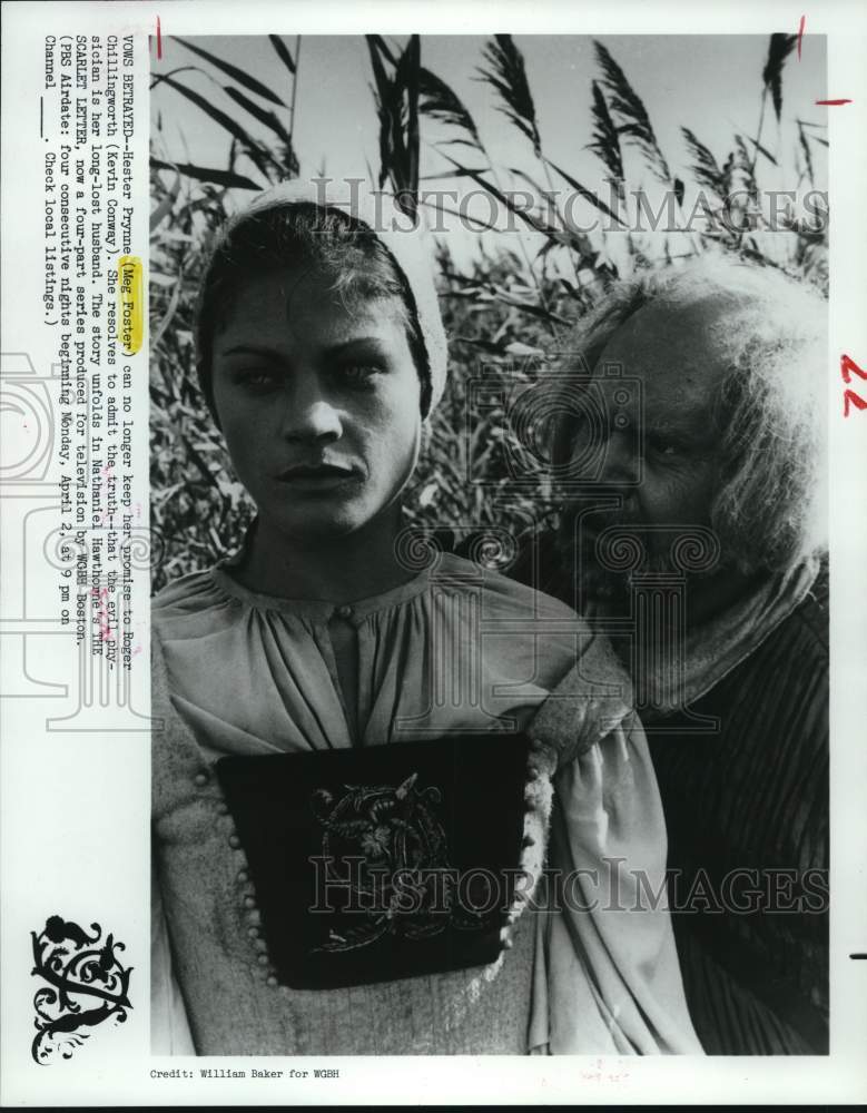1979 Press Photo Actress Meg Foster, Kevin Conway in "The Scarlet Letter" - Historic Images