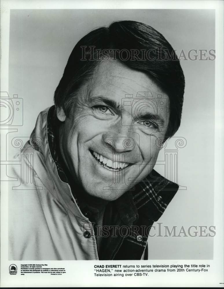 1979 Press Photo Actor Chad Everett on "Hagen" - Historic Images