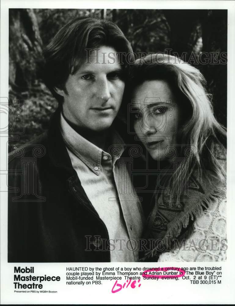 1994 Press Photo Adrian Dunbar, Emma Thompson Star in &quot;The Blue Boy&quot; - Historic Images